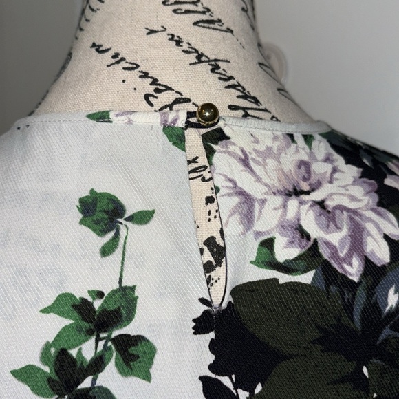 Club Monaco Womens Floral Print Round Neck Long Sleeve Blouse Top White Size XS - Picture 8 of 9